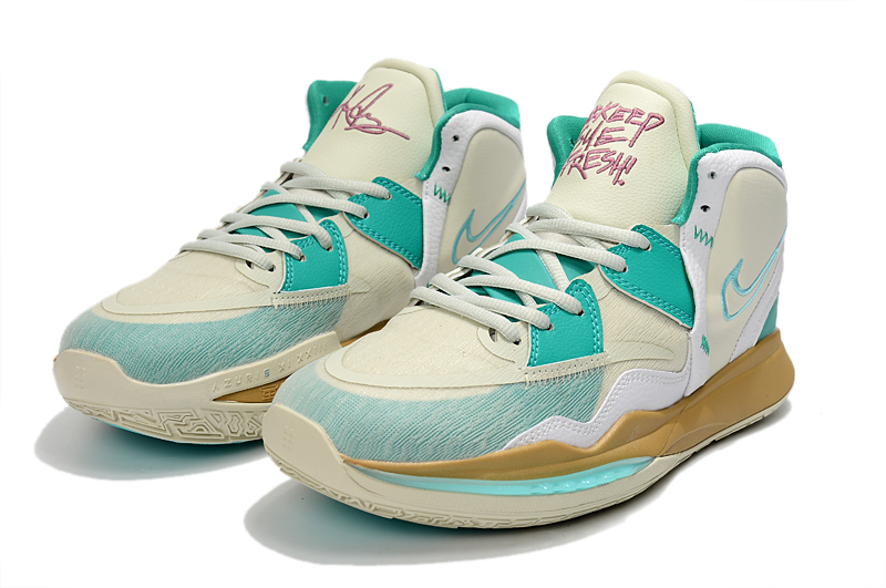 Nike Kyrie 8 White Jade Blue Gold Basketball Shoes